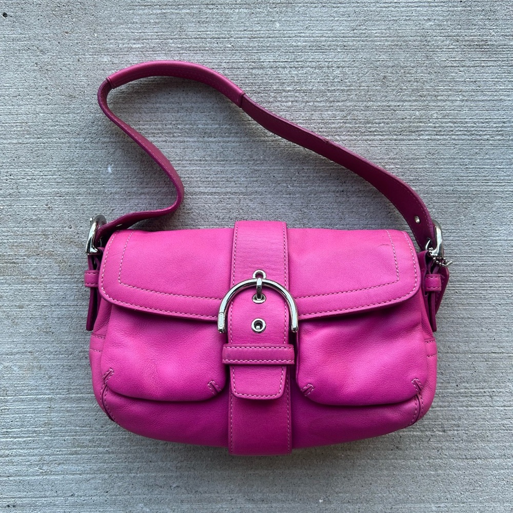 Vintage Coach Pink Leather Shoulder Bag